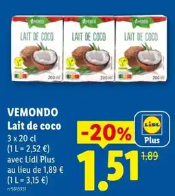 Lidl VEMONDO Lait de coco offre