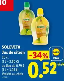 Lidl Solevita Jus de citron offre