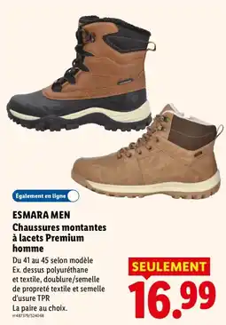 Lidl ESMARA MEN Chaussures montantes à lacets Premium homme offre