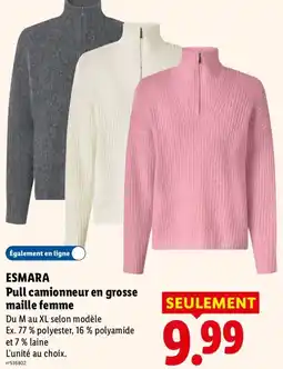 Lidl ESMARA Pull camionneur en grosse maille femme offre