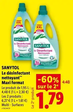 Lidl SANYTOL Le désinfectant nettoyant offre