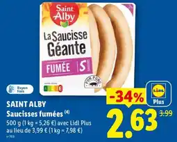 Lidl Saint Alby Saucisses fumées offre