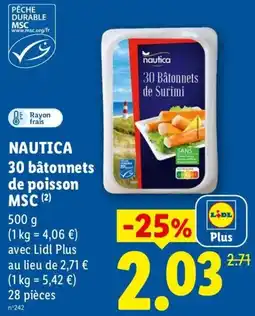 Lidl NAUTICA 30 bâtonnets de poisson offre