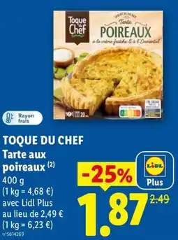 Lidl Toque du Chef Tarte aux poireaux offre