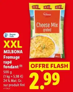 Lidl Milbona Fromage rapé fondant offre
