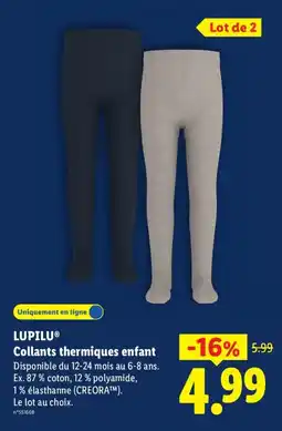 Lidl LUPILU Collants thermiques enfant offre