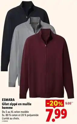 Lidl ESMARA Gilet zippé en maille homme offre