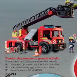 La Grande Récré Playmobil camion de pompiers à grande échelle offre