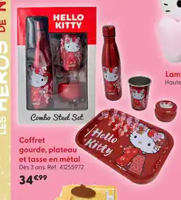 La Grande Récré Hello kitty coffret gourde, plateau et tasse en métal offre