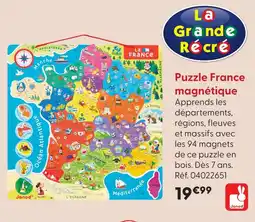 La Grande Récré Janod puzzle france magnétique offre