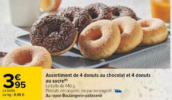 Carrefour Assortiment de 4 donuts au chocolat et 4 donuts au sucre offre
