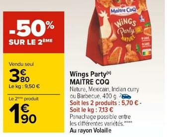 Carrefour Maitre coq wings party offre