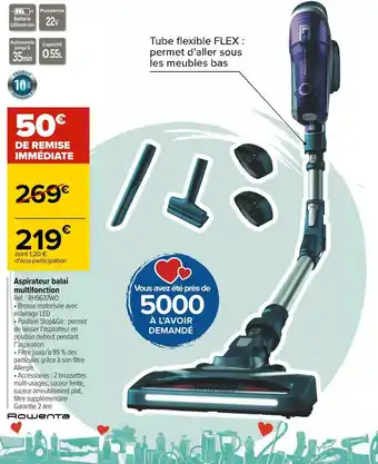 Carrefour Rowenta aspirateur balai multifonction offre
