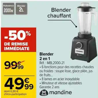 Carrefour Mandine blender 2 en 1 offre