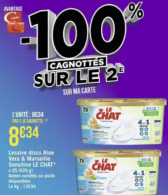 Géant Casino Le chat lessive discs aloe vera & marseille sensitive* offre