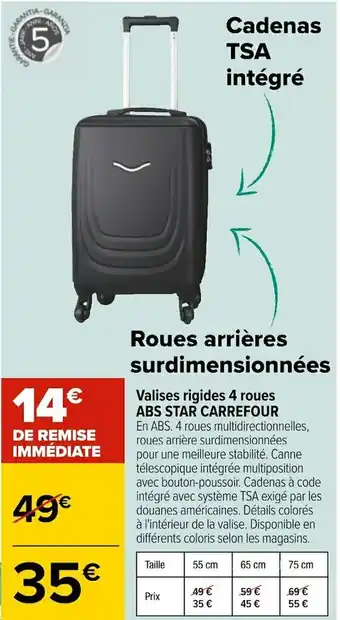 Carrefour Abs star carrefour valises rigides 4 roues offre