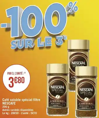 Géant Casino Nescafe café soluble spécial filtre offre