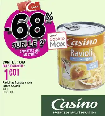 Géant Casino Casino ravioli au fromage sauce tomate offre