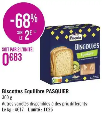 Géant Casino Pasquier biscottes equilibre offre