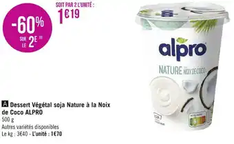 Alpro dessert végétal soja nature à la noix de coco