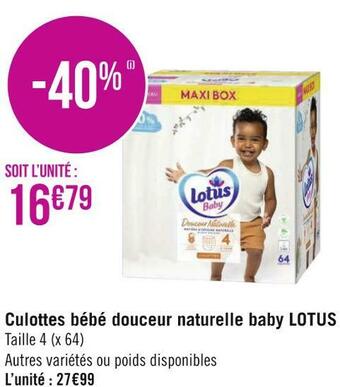 Géant Casino Lotus culottes bébé douceur naturelle baby offre