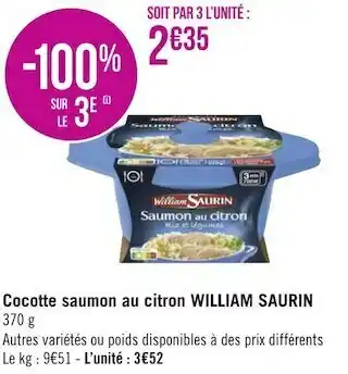 Géant Casino William saurin cocotte saumon au citron offre