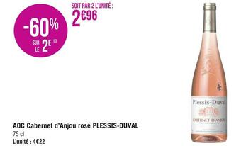 Géant Casino Plessis-duval aoc cabernet d’anjou rosé offre