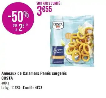 Géant Casino Costa anneaux de calamars panés surgelés offre