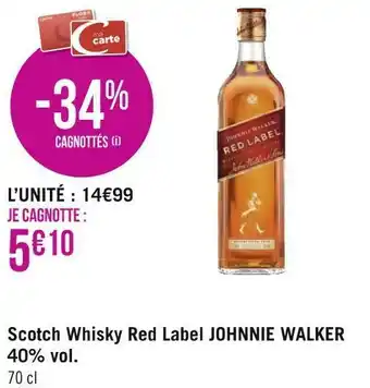 Géant Casino Johnnie walker scotch whisky red label 40% vol. offre
