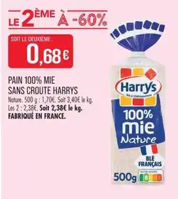 Match Harrys Pain 100% mie sans croute offre