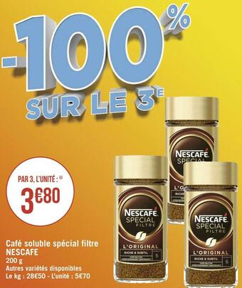 Nescafe café soluble spécial filtre