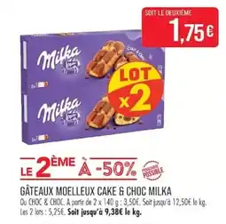 Match Milka Gâteaux moelleux cake & choc offre