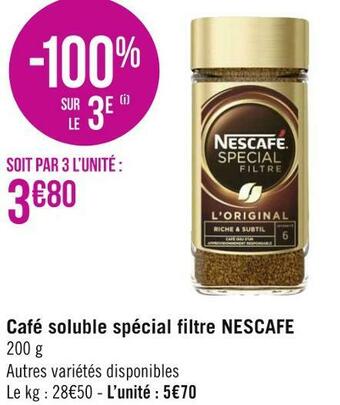 Nescafé café soluble spécial filtre