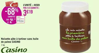 Géant Casino Casino noisette pâte à tartiner sans huile de palme offre