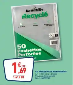 Bureau Vallée 50 Pochettes Perforées offre