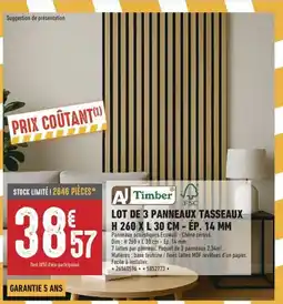 Brico Cash AJ Timber Panneaux acoustiques Ecowall - Chêne cérusé offre