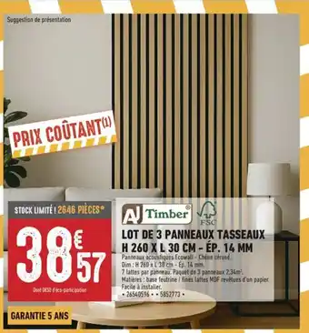 AJ Timber Panneaux acoustiques Ecowall - Chêne cérusé