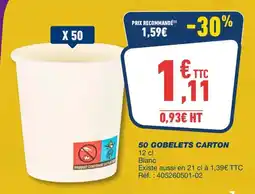 Bureau Vallée Gobelets Carton offre
