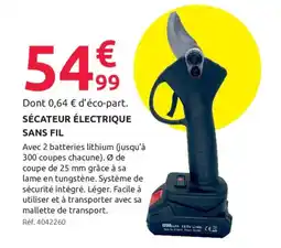 Mr Bricolage Sécateur électrique sans fil offre