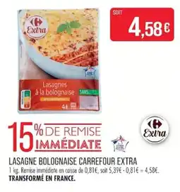 Match Carrefour Extra Lasagne bolognaise offre