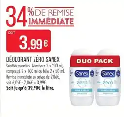 Match Sanex Déodorant Zéro offre