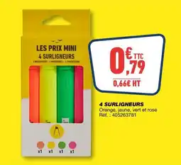 Bureau Vallée LES PRIX MINI 4 SURLIGNEURS offre