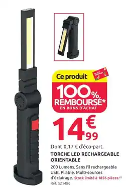 Mr Bricolage TORCHE LED RECHARGEABLE ORIENTABLE offre