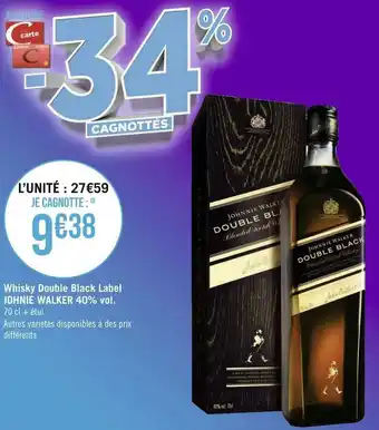 Géant Casino Johnie walker whisky double black label 40% vol. offre