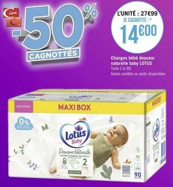 Géant Casino Lotus changes bébé douceur naturelle baby offre
