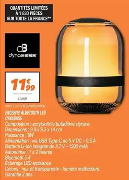 Netto dynabass ENCEINTE BLUETOOTH LED offre