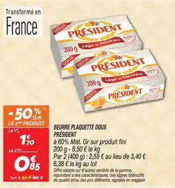 Netto PRÉSIDENT BEURRE PLAQUETTE DOUX offre