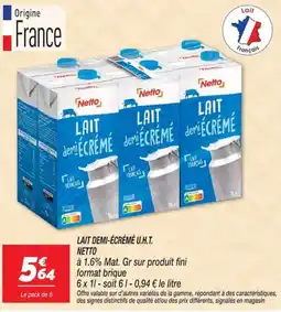 Netto Netto LAIT DEMI-ÉCRÉMÉ offre