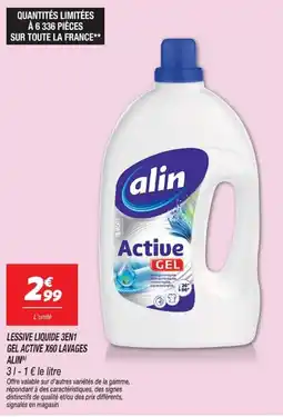 Netto ALIN Lessive liquide 3en1 Gel Active X60 lavages offre