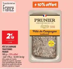 Netto PRUNIER Pâté de Campagne offre